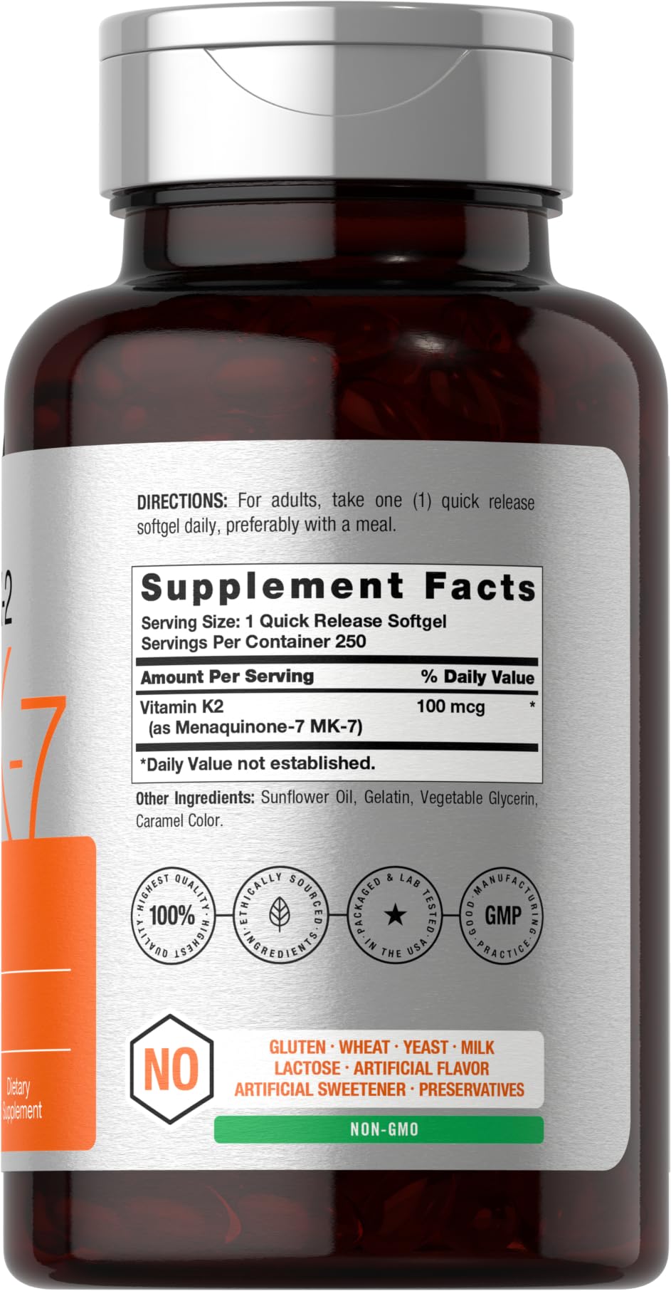 Horbäach Vitamine K2 MK7 100mcg flacon avec étiquette