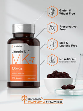 Horbäach Vitamine K2 MK7 100mcg gélules molles ouvertes