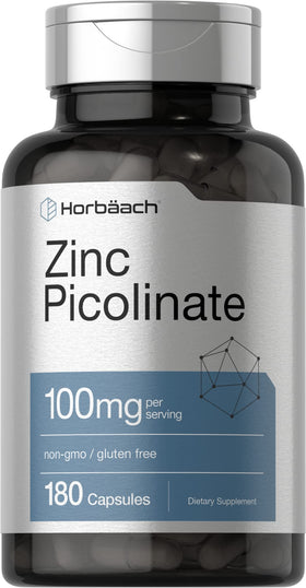 Horbäach Zinc Picolinate 100mg 180 capsules vue avant