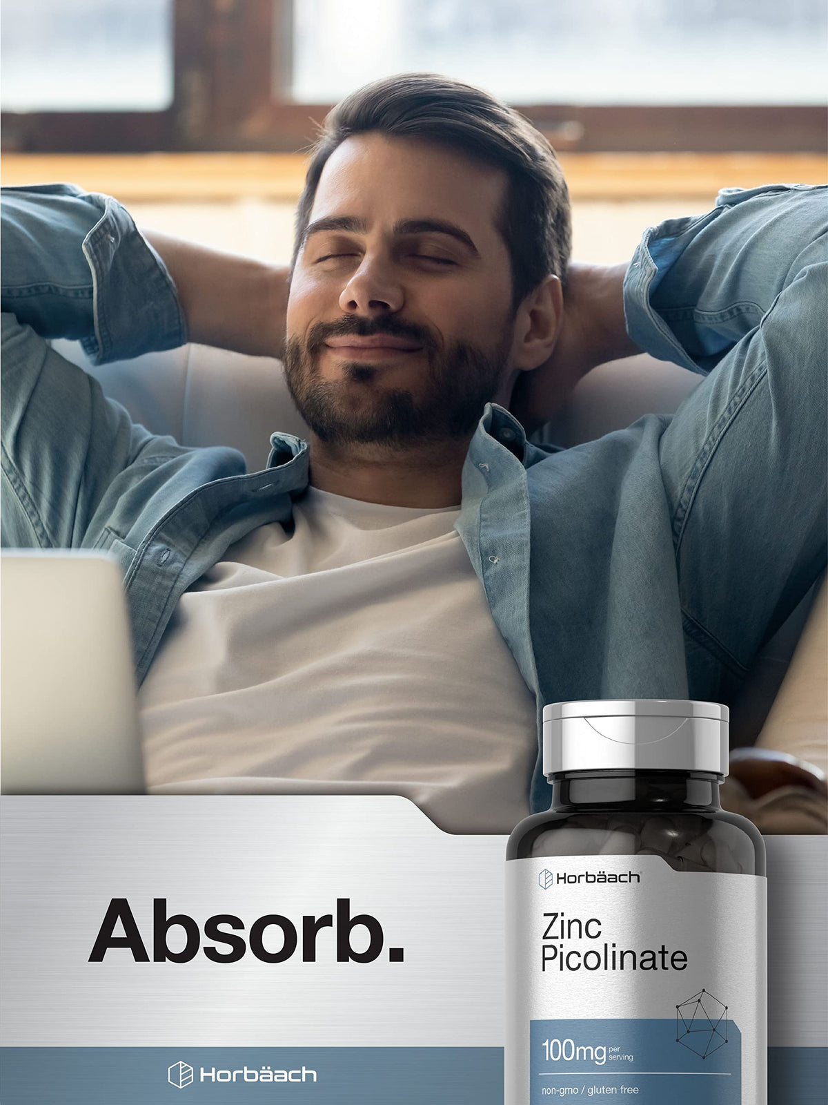 Horbäach Zinc Picolinate 100mg capsules avec verre d'eau