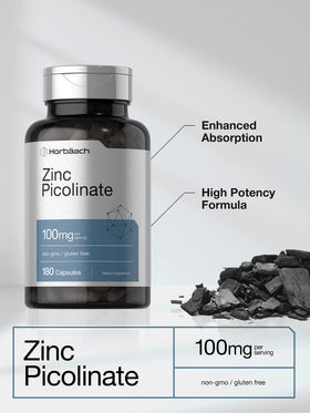 Horbäach Zinc Picolinate 100mg capsules ouvertes sur une table