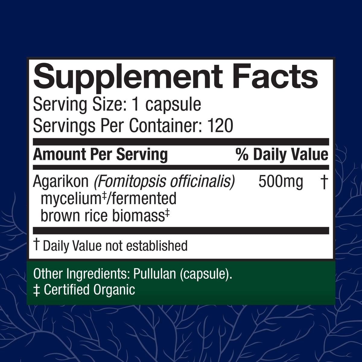 Host Defense Agarikon Capsules 120 unités - étiquette du produit