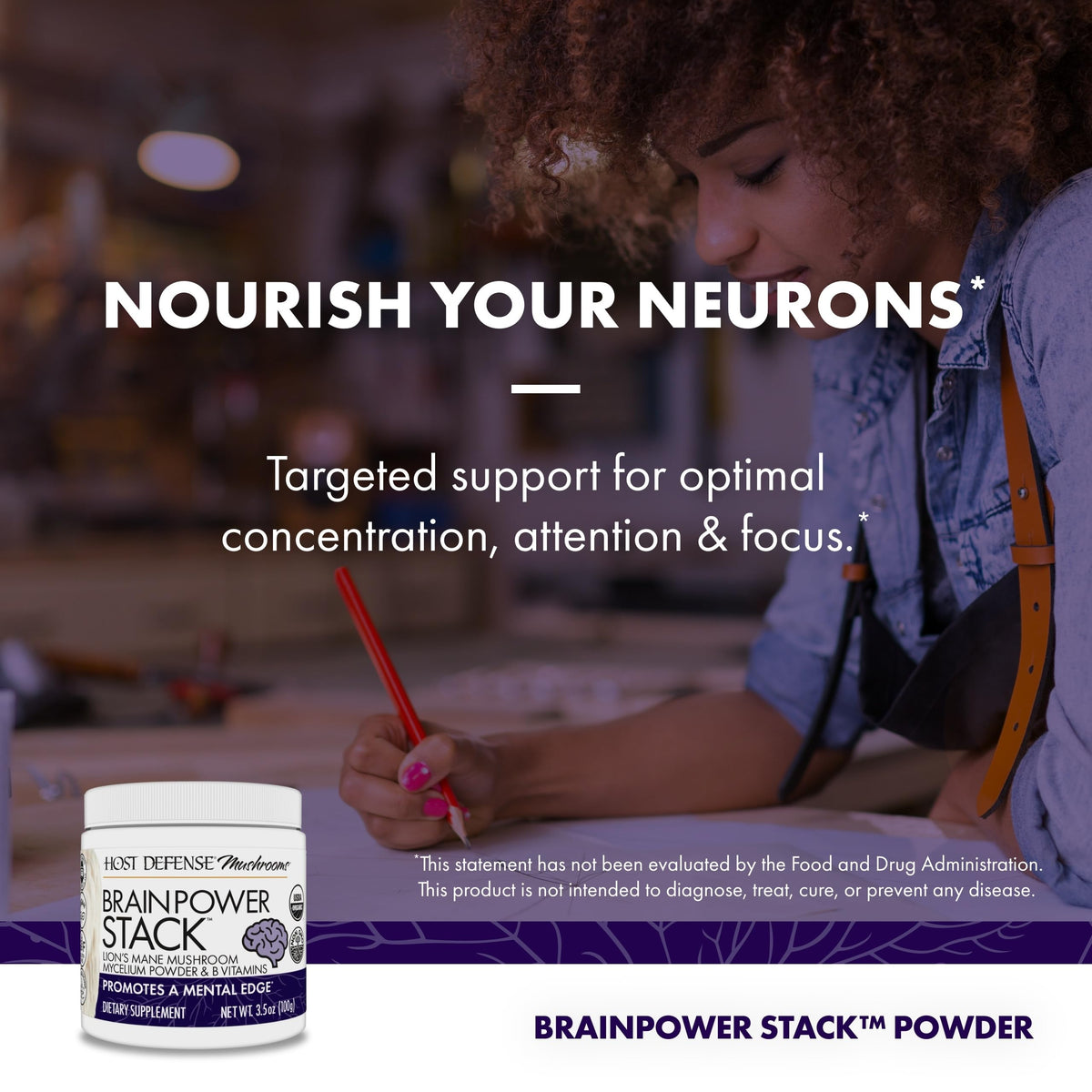 Host Defense BrainPower Stack label detailed view