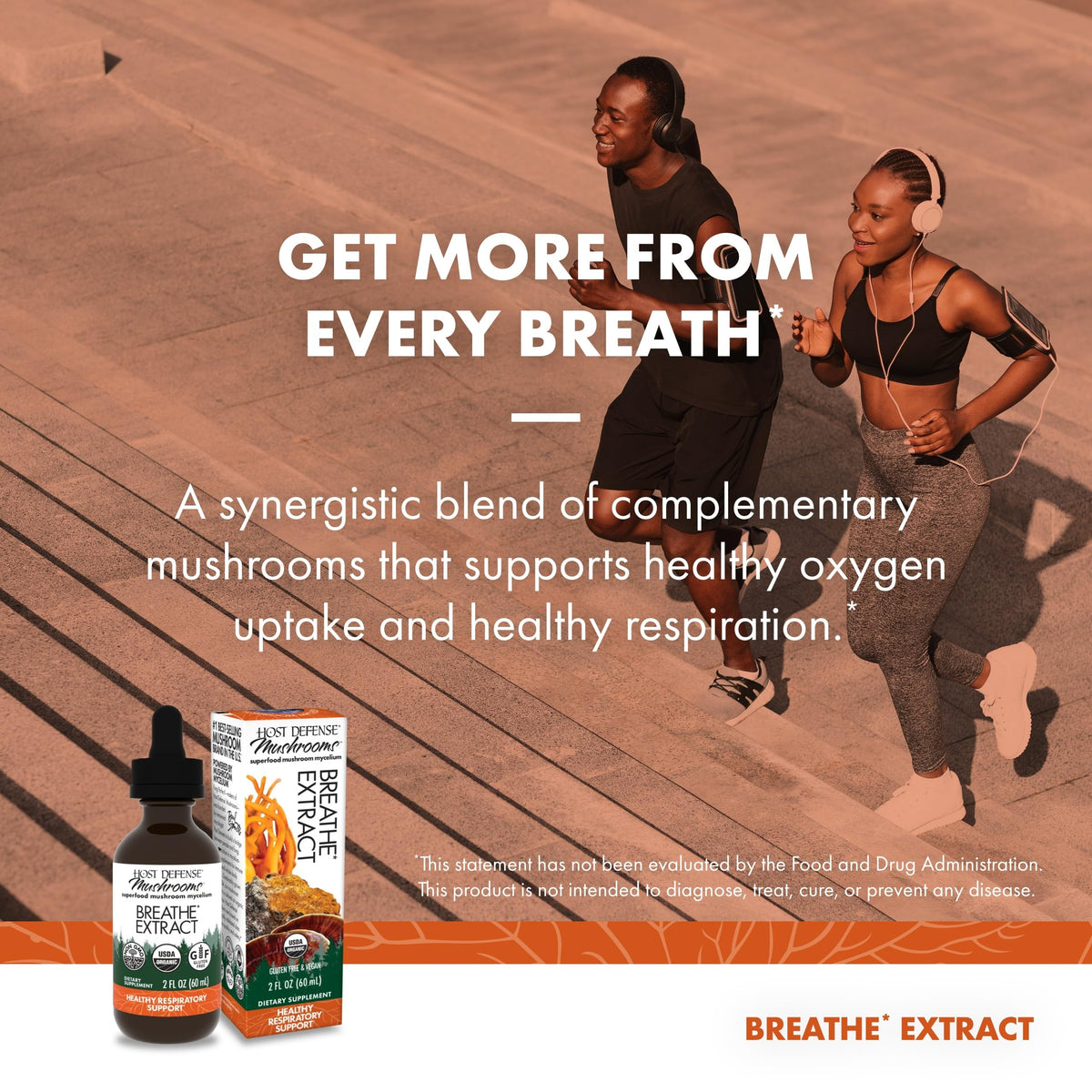 Host Defense Breathe Extract 60 ml, étiquette avec informations