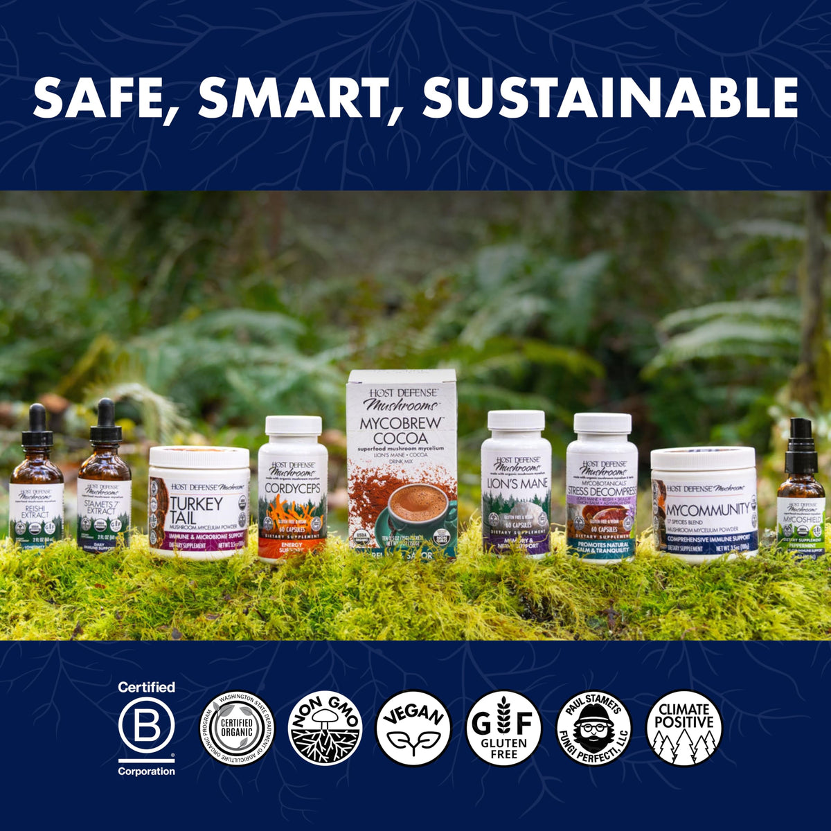 Host Defense Gélifiés 90 Gummies, mise en scène avec des fruits