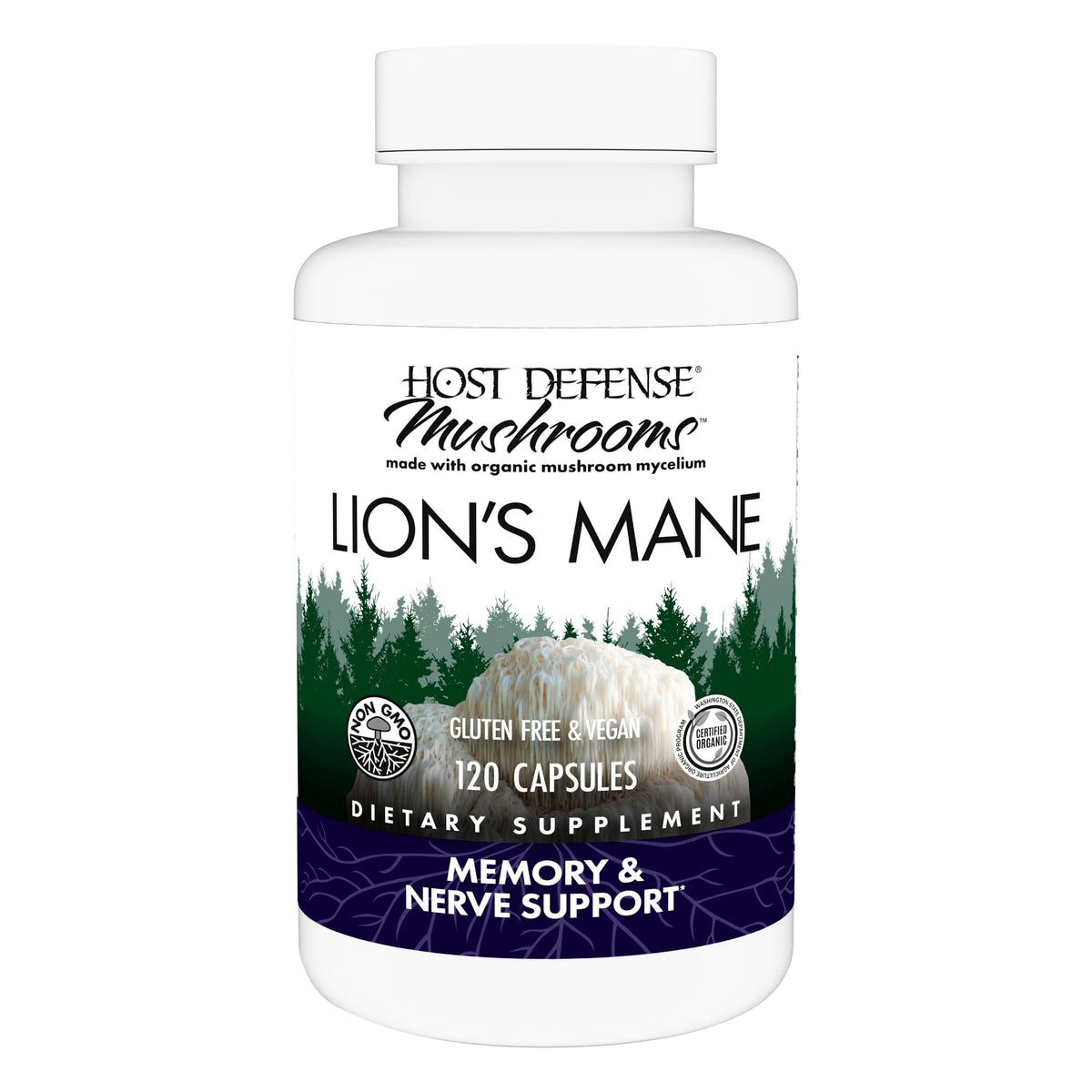 Host Defense Lion's Mane 120 capsules vue de face