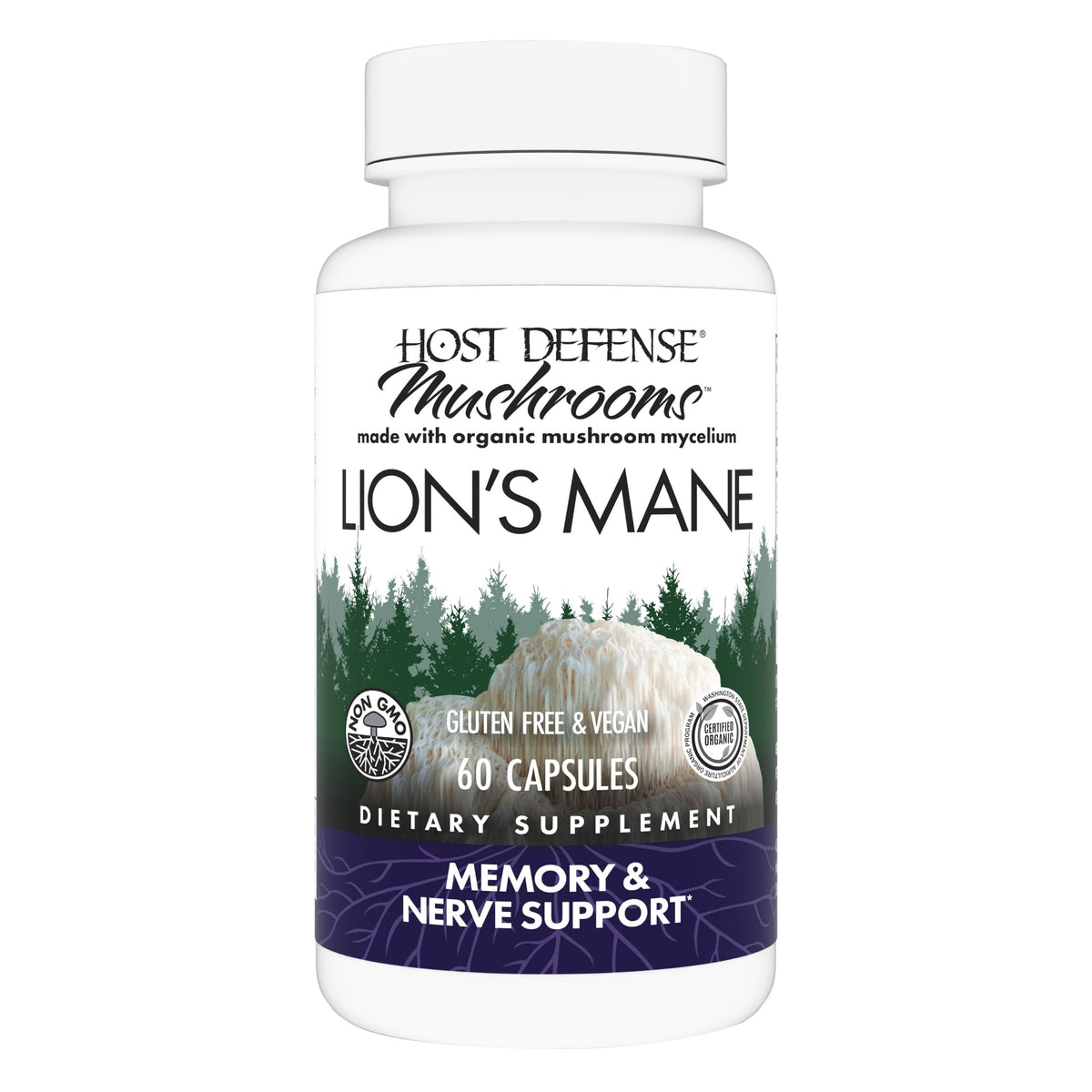 Host Defense Lion's Mane 60 capsules vue de face