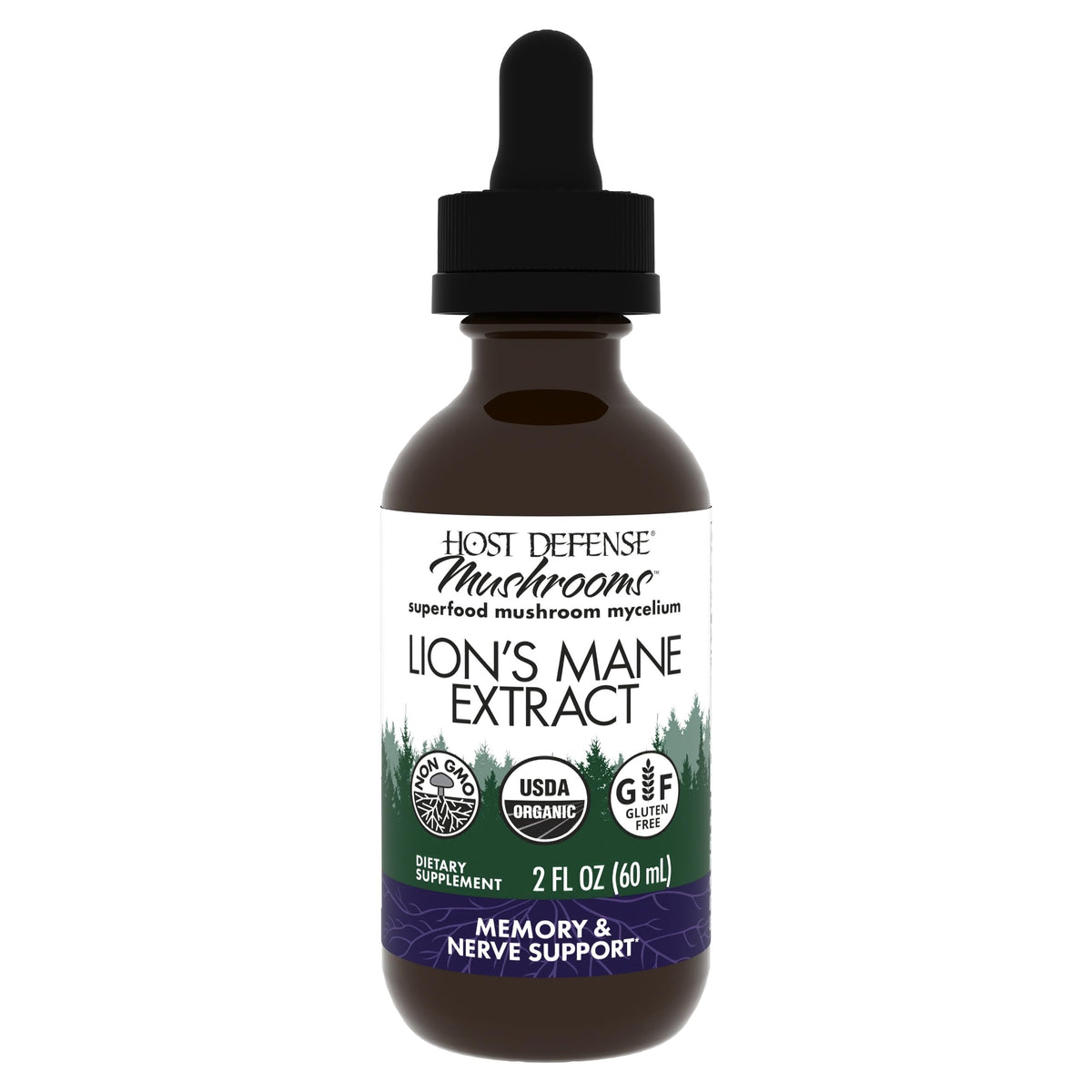 Host Defense Lion's Mane 60 ml flacon avant avec étiquette