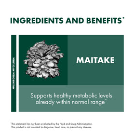 Host Defense Maitake 60 capsules avec arrière-plan naturel