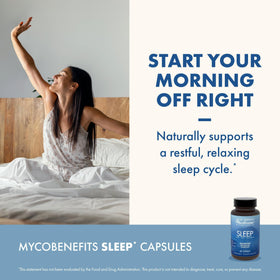 Host Defense MycoBenefits Sommeil avec un verre d'eau