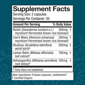 Host Defense MycoBotanicals Stress Decompress 60 Capsules side view