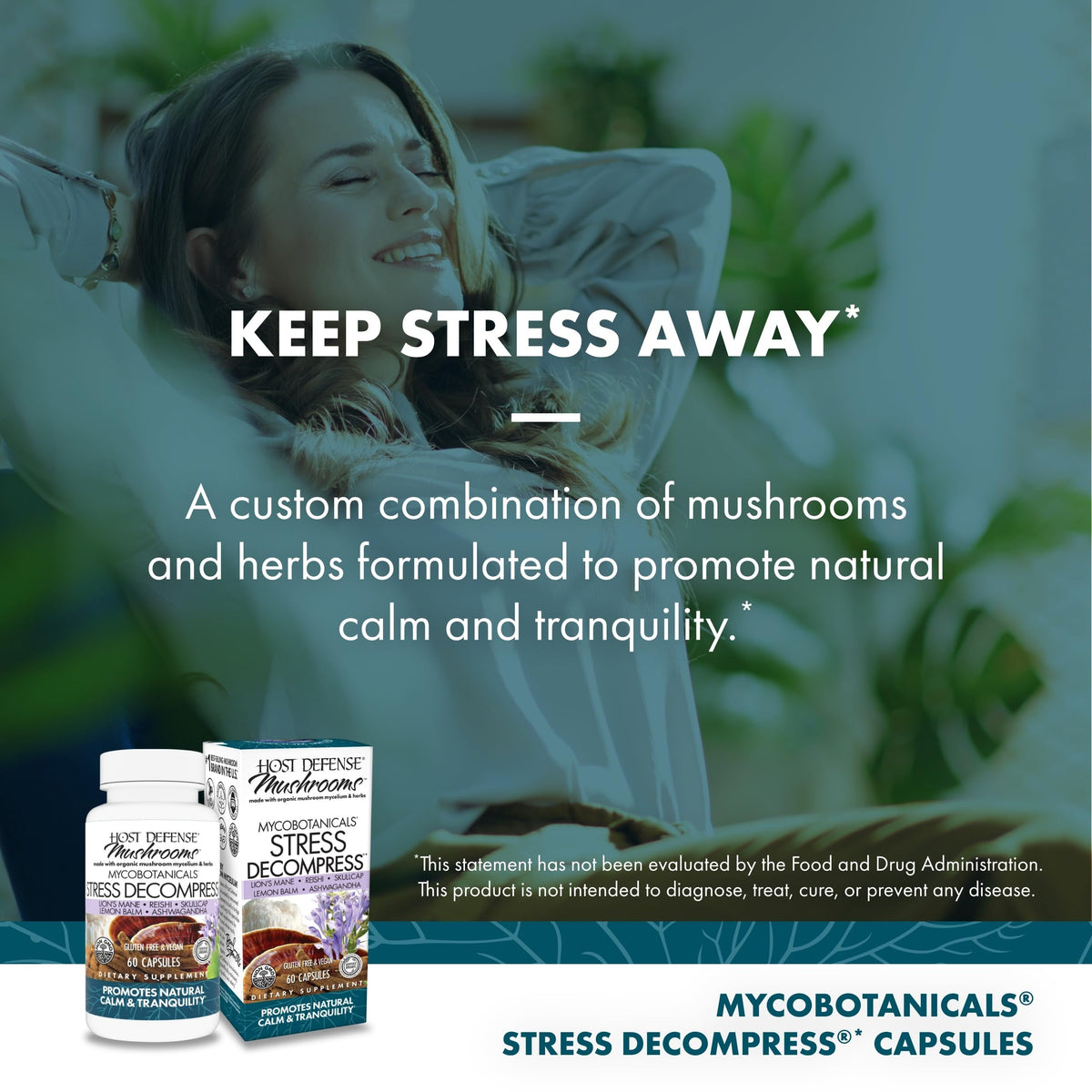 Host Defense MycoBotanicals Stress Decompress with ingredients display
