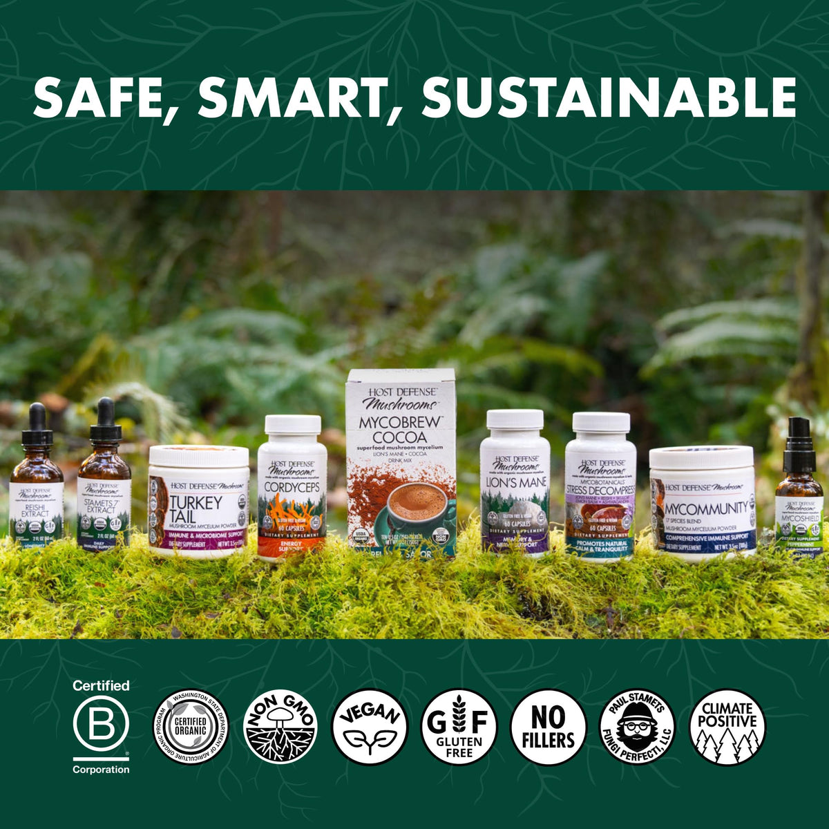 Host Defense Poudre de Chaga sur une table en bois