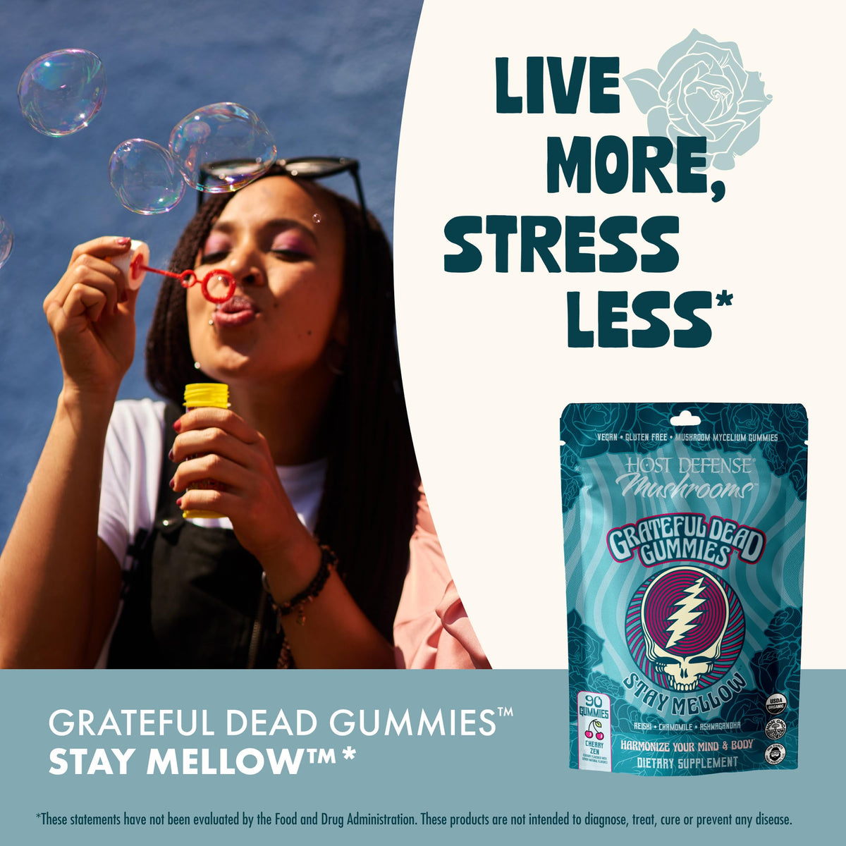 Host Defense Stay Mellow Gummies side view of packaging