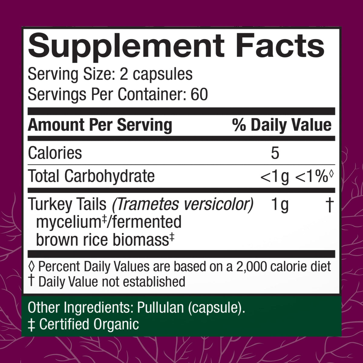 Host Defense Turkey Tail capsules avec étiquette détaillée