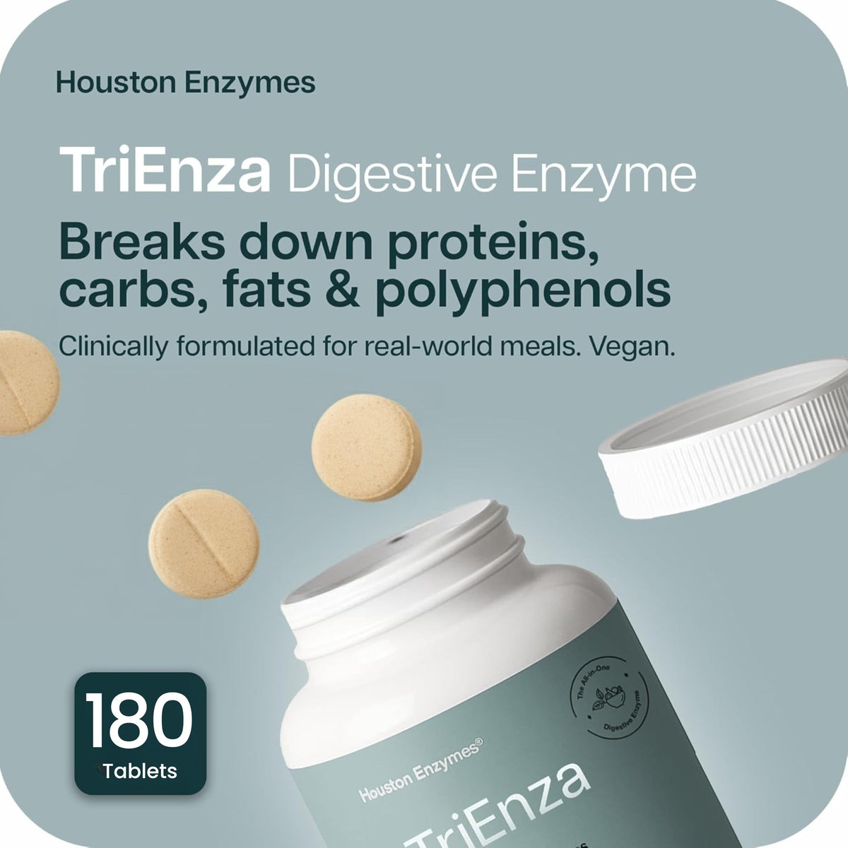 Houston Enzymes TriEnza comprimés à mâcher, vue de côté