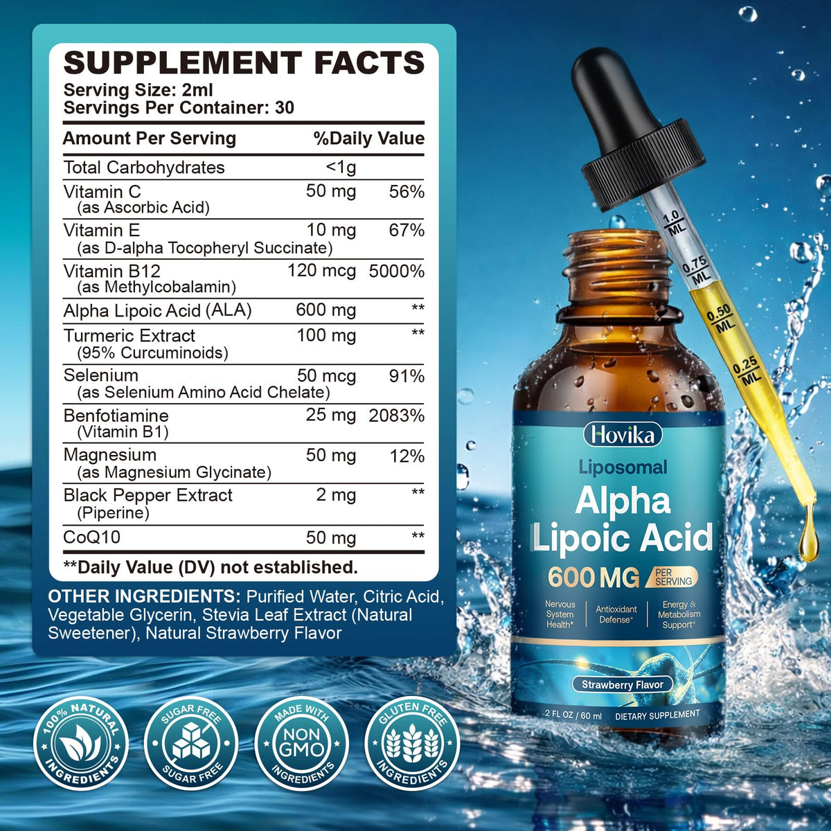 Hovika Acide Lipoïque Liposomal à côté d'autres compléments alimentaires