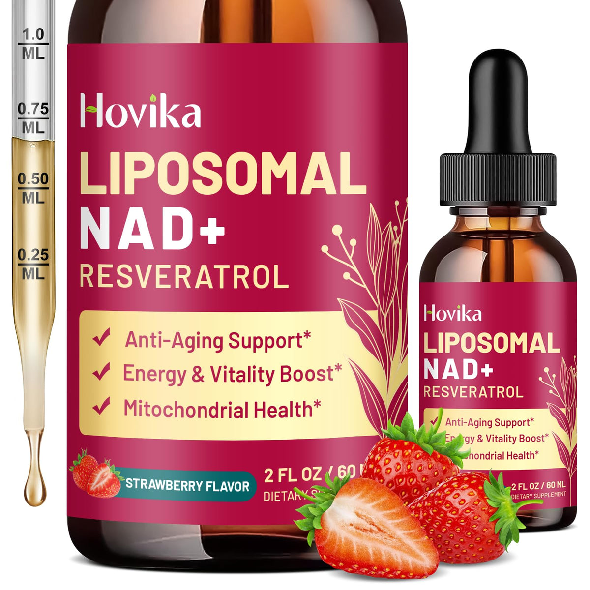 Hovika complément alimentaire liposomal NAD+ 1200mg flacon avant