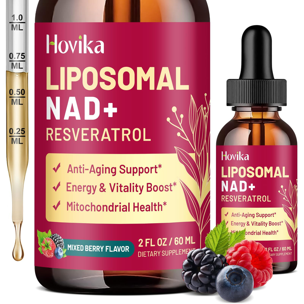 Hovika complément alimentaire NAD+ 1200mg flacon vue avant