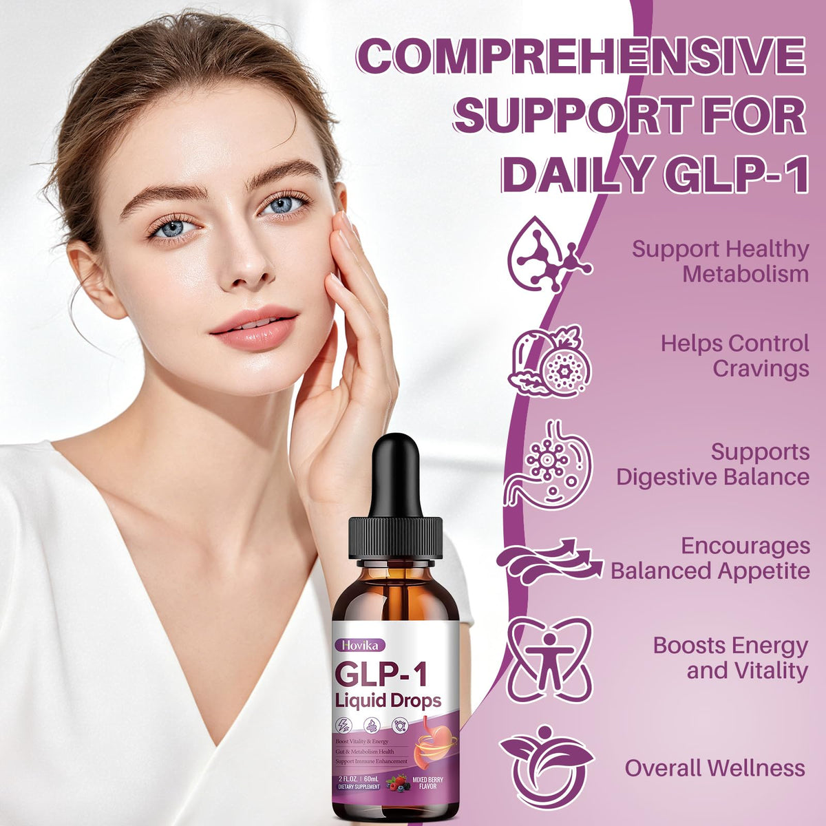 Hovika Complément GLP-1 60 ml sur fond blanc