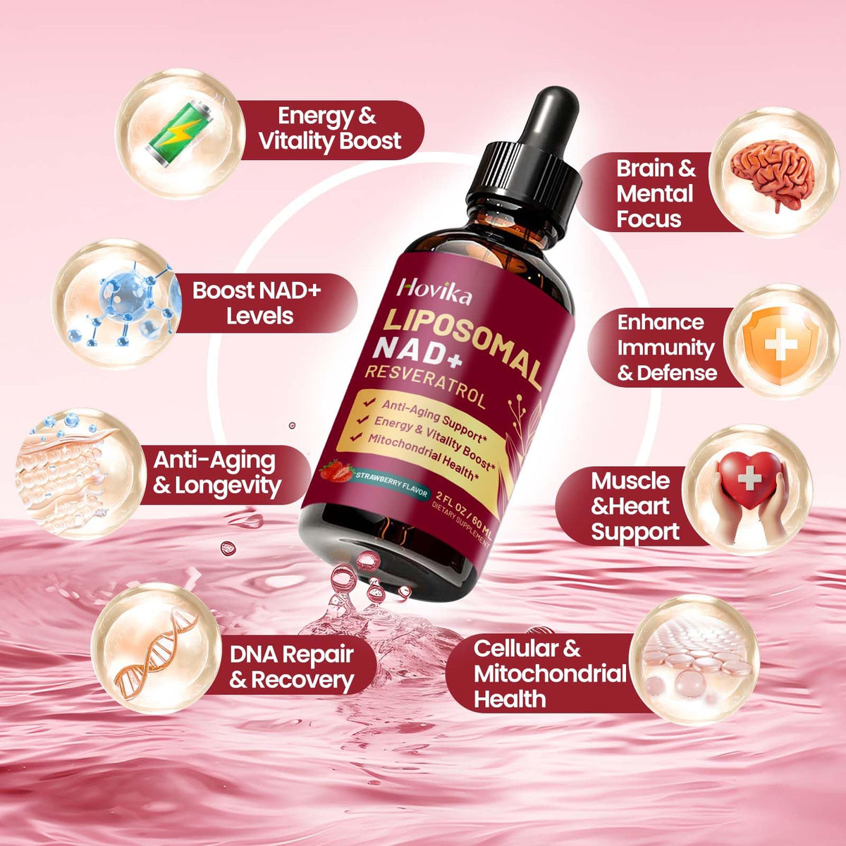 Hovika Complément Liposomal NAD+ 1200mg Pipette doseuse