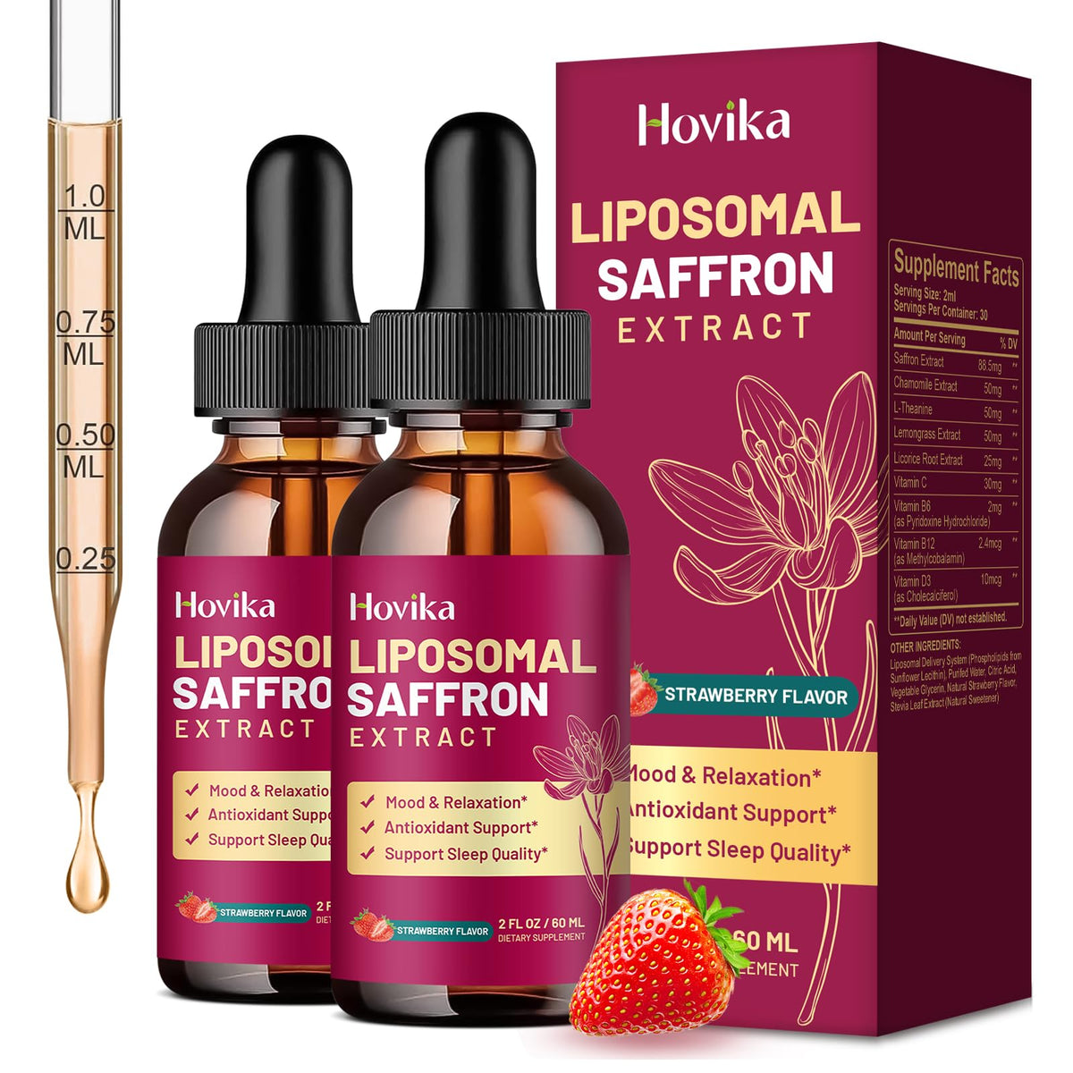 Hovika Compléments Alimentaires Saffran Liposomal 88,5mg flacon avant