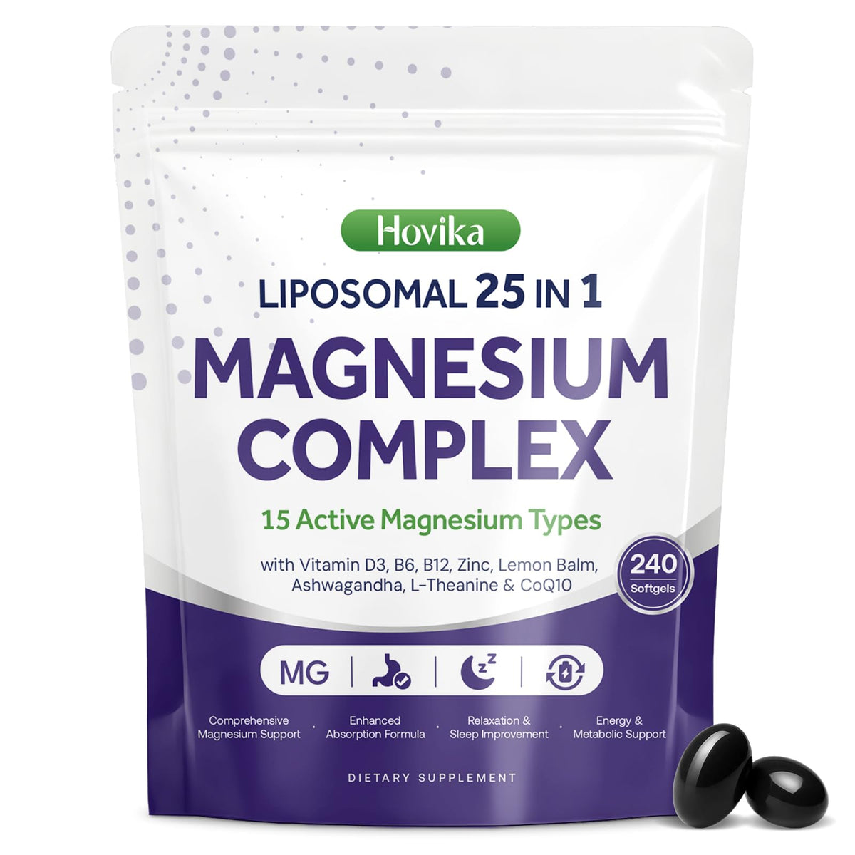 Hovika complexe de magnésium liposomal 240 gélules vue de face