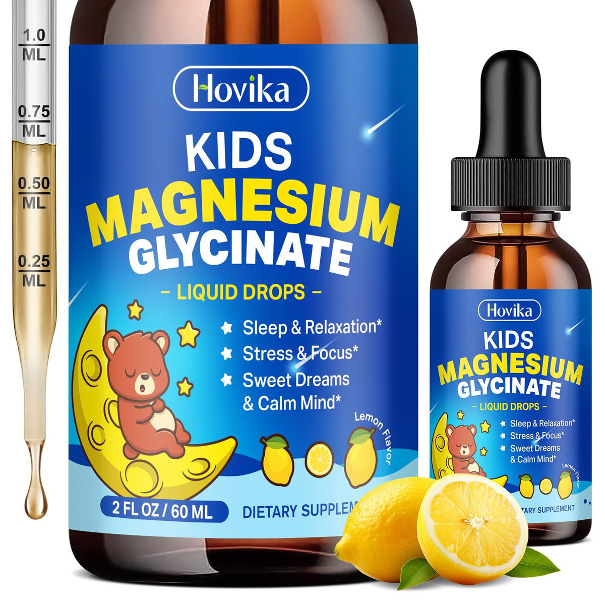 Hovika Gouttes de Magnésium Glycinate pour Enfants 60ml vue de face