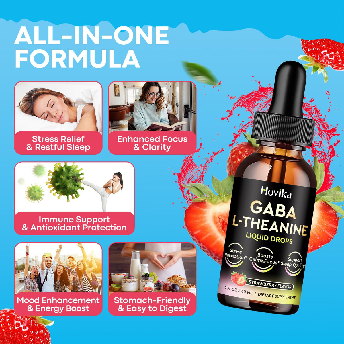 Hovika Gouttes GABA L-Théanine 60ml flacon arrière