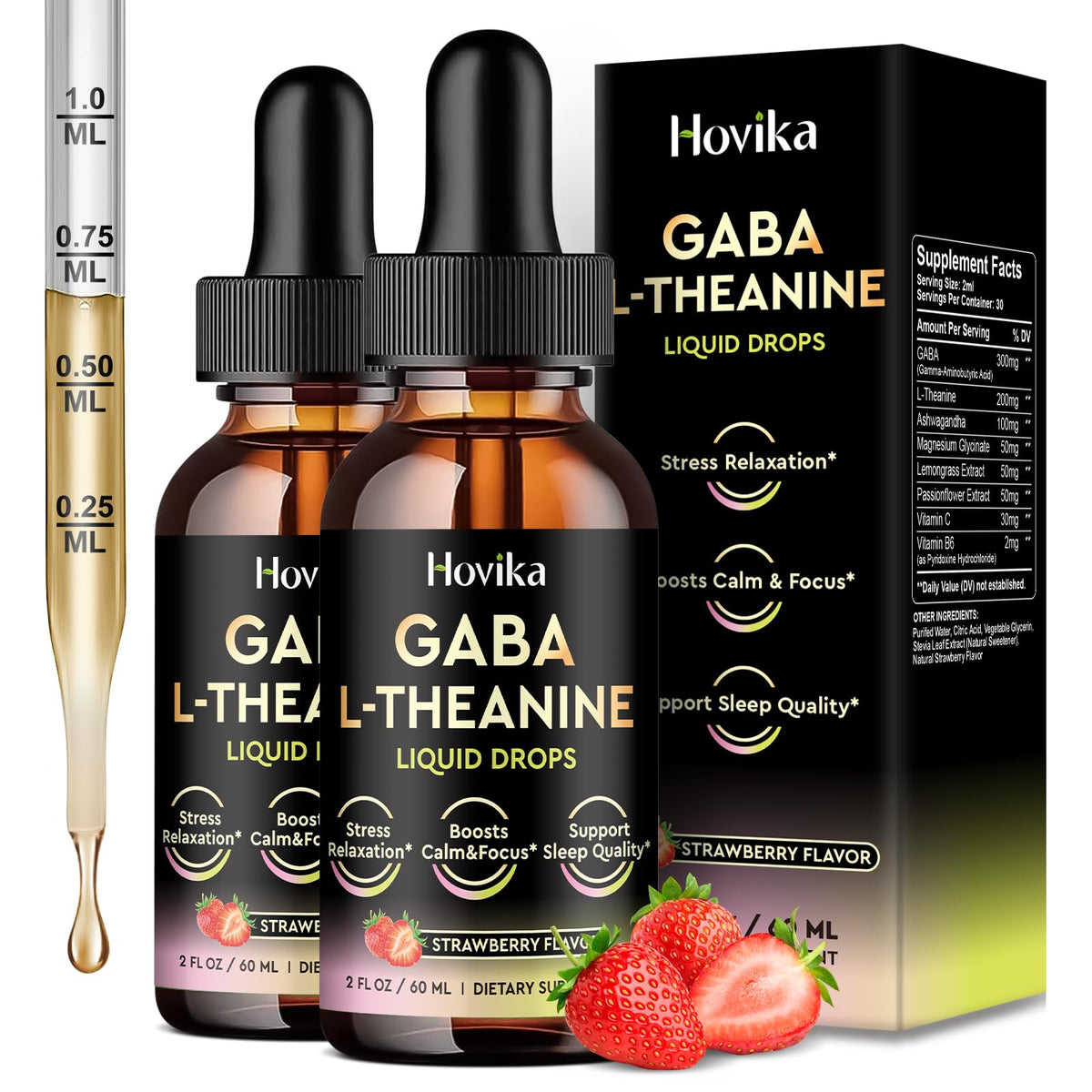 Hovika Gouttes GABA L-Théanine 60ml flacon avant