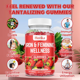Hovika Gummies de Fer 40mg avec plusieurs gommes en main