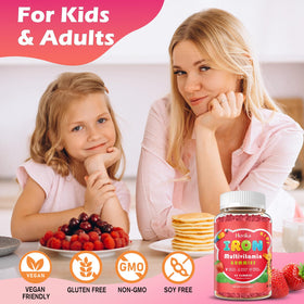 Hovika Gummies de Fer, pot ouvert avec gummies visibles