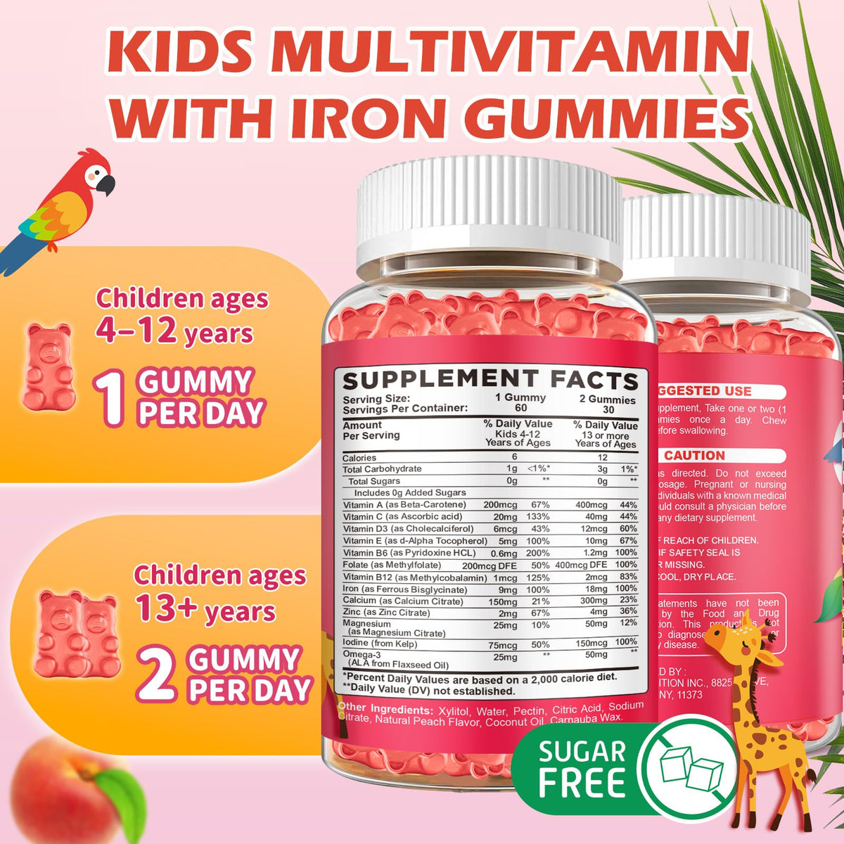 Hovika Gummies de Fer pour Enfants - gummies sur une table avec des jouets d'enfants