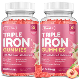 Hovika Gummies de Fer pour Femmes pot de 120 gummies saveur pêche