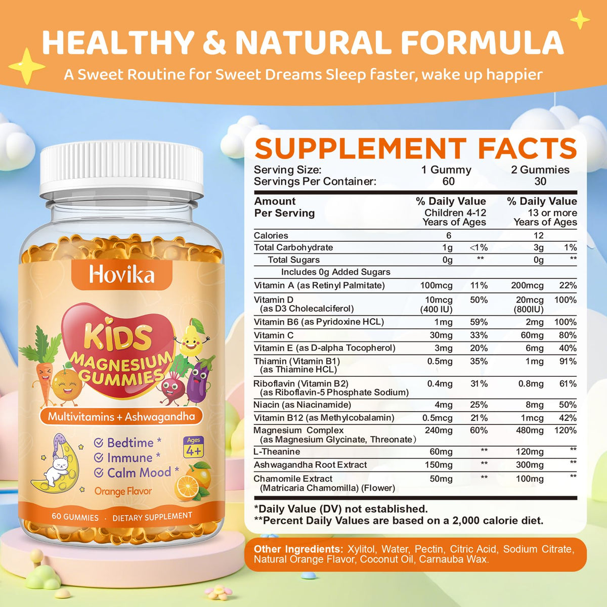 Hovika Gummies de Magnésium pour Enfants, emballage ouvert