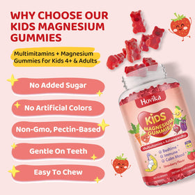 Hovika Gummies de Magnésium pour Enfants - pot ouvert avec gummies