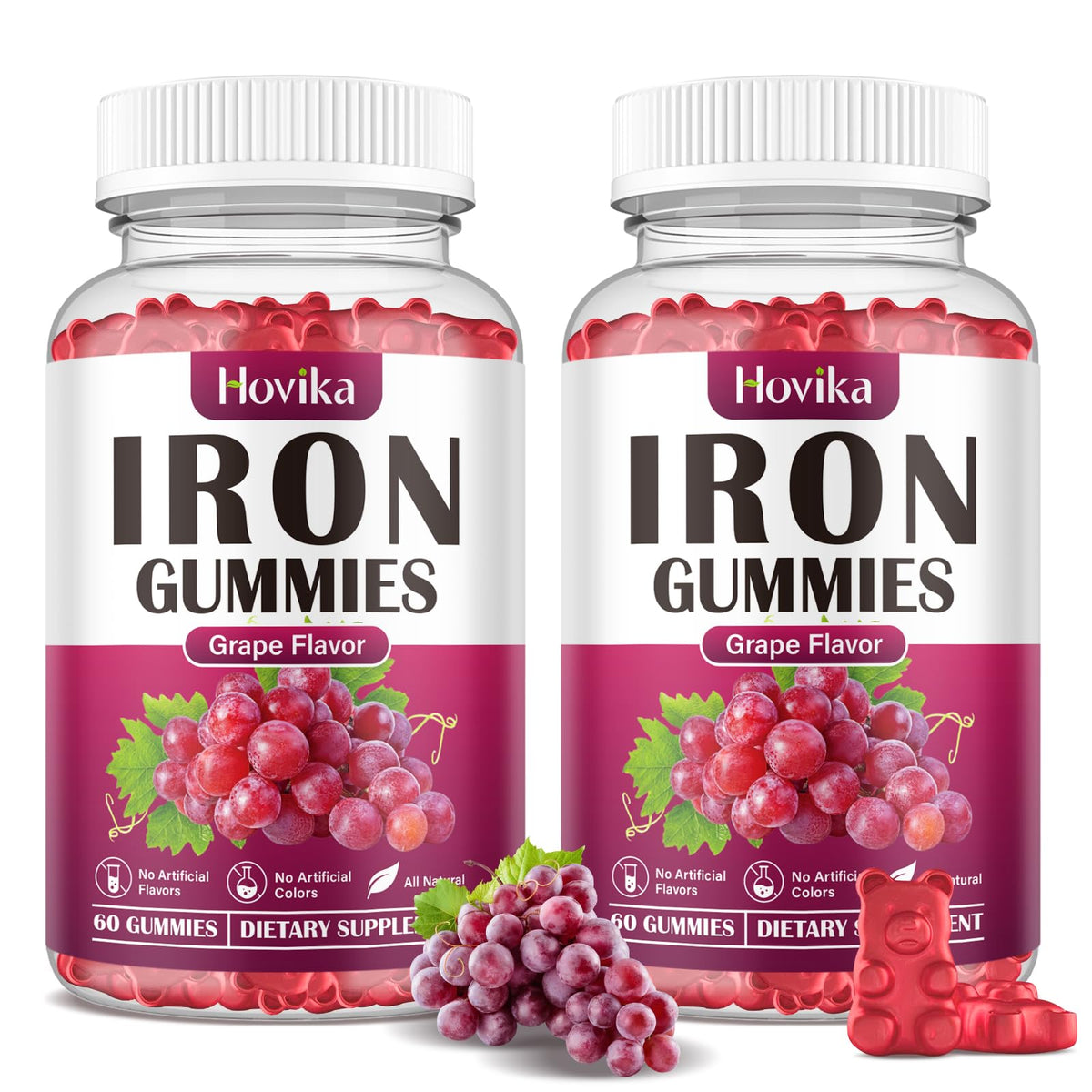 Hovika Gummies Fer 120 unités, vue avant avec emballage