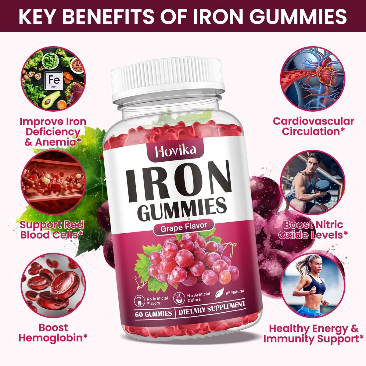 Hovika Gummies Fer sur une table avec des fruits