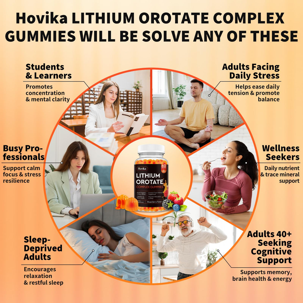 Hovika Gummies Lithium Orotate 5mg, boîte ouverte avec gummies visibles