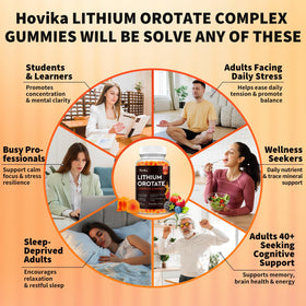 Hovika Gummies Lithium Orotate 5mg, boîte ouverte avec gummies visibles