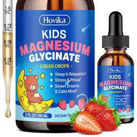Hovika Magnésium Glycinate Liquide 59 ml avec étiquette fraise