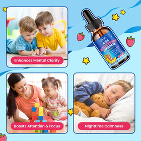 Hovika Magnésium Glycinate Liquide avec ingrédients sur une table
