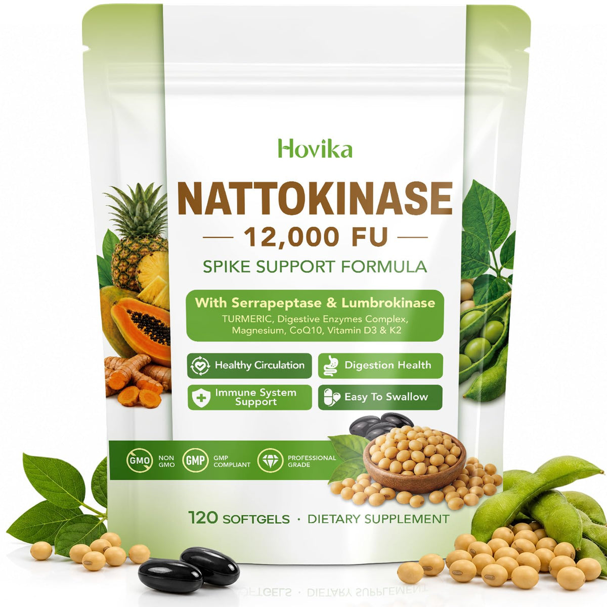 Hovika Nattokinase 120 gélules vue de face