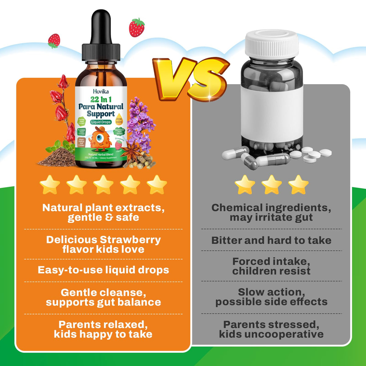 Hovika Nettoyage des Parasites 22 en 1 120 ml sur une table en bois