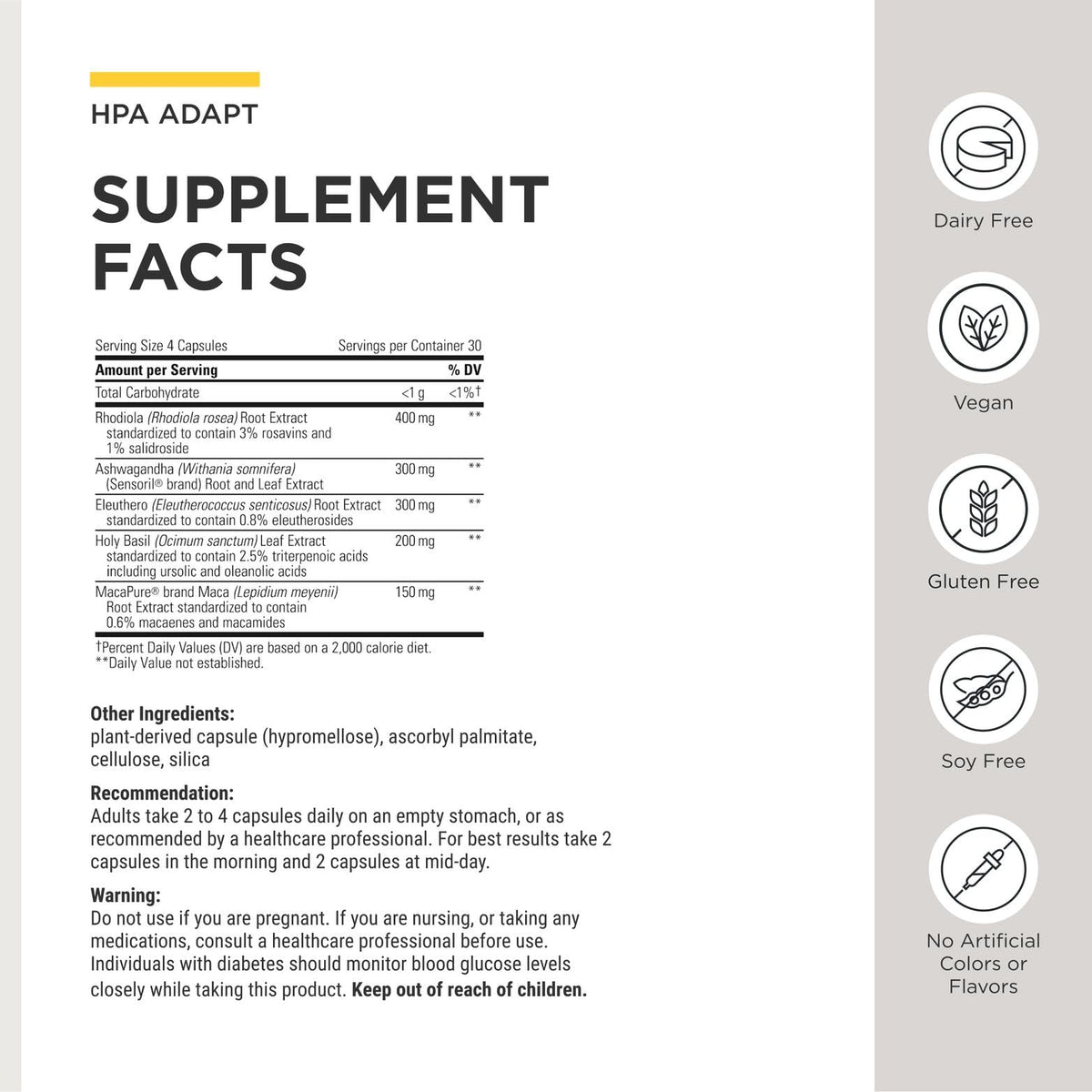 HPA Adapt Complément Alimentaire 120 Capsules côté