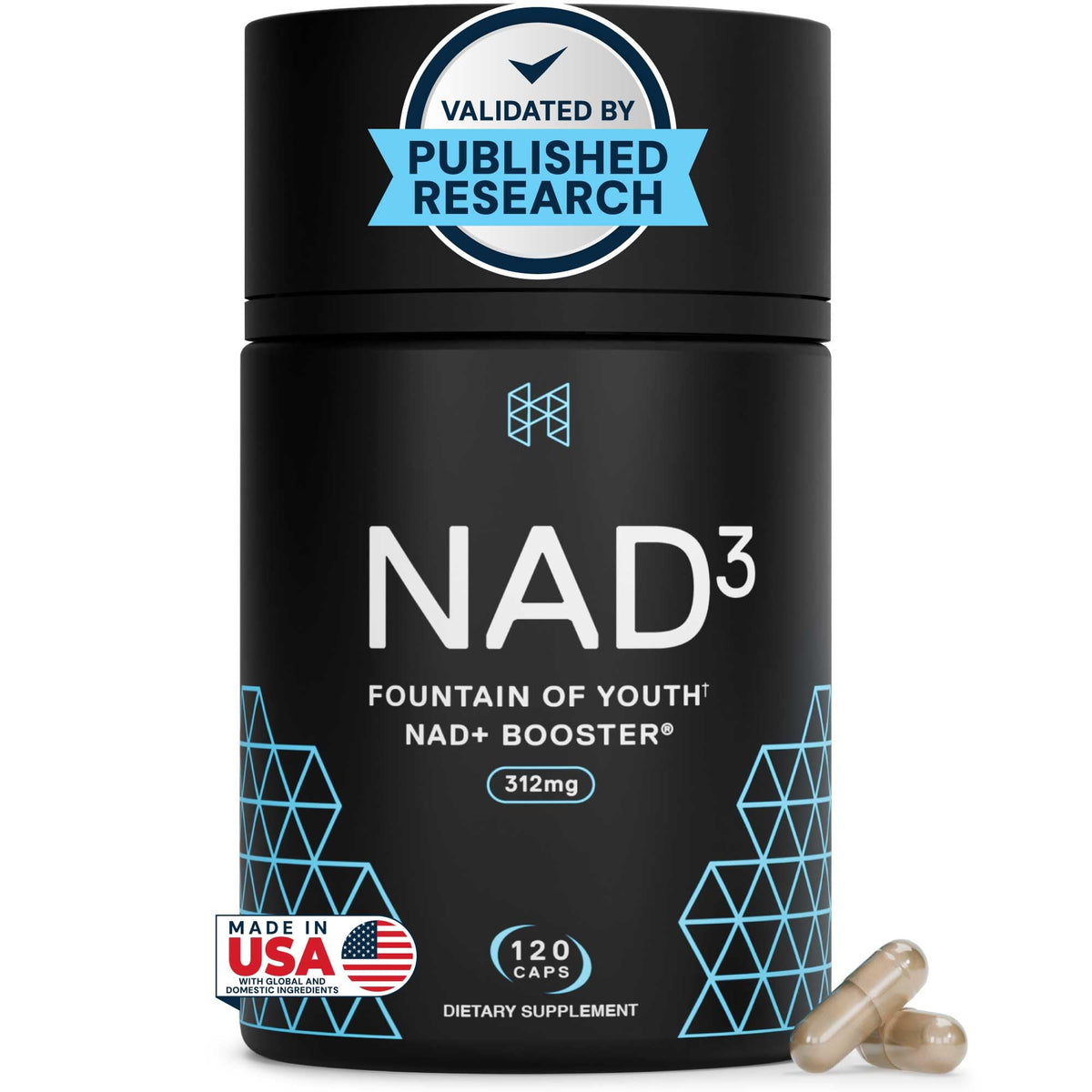 HPN NAD3 Complément Alimentaire 120 Capsules vue de face