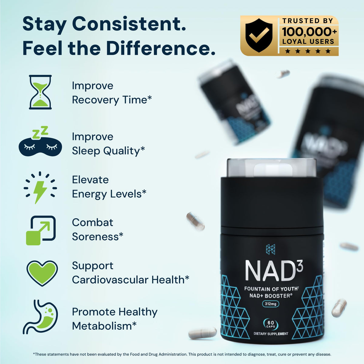 HPN NAD3 Complément Alimentaire 60 Capsules sur une table