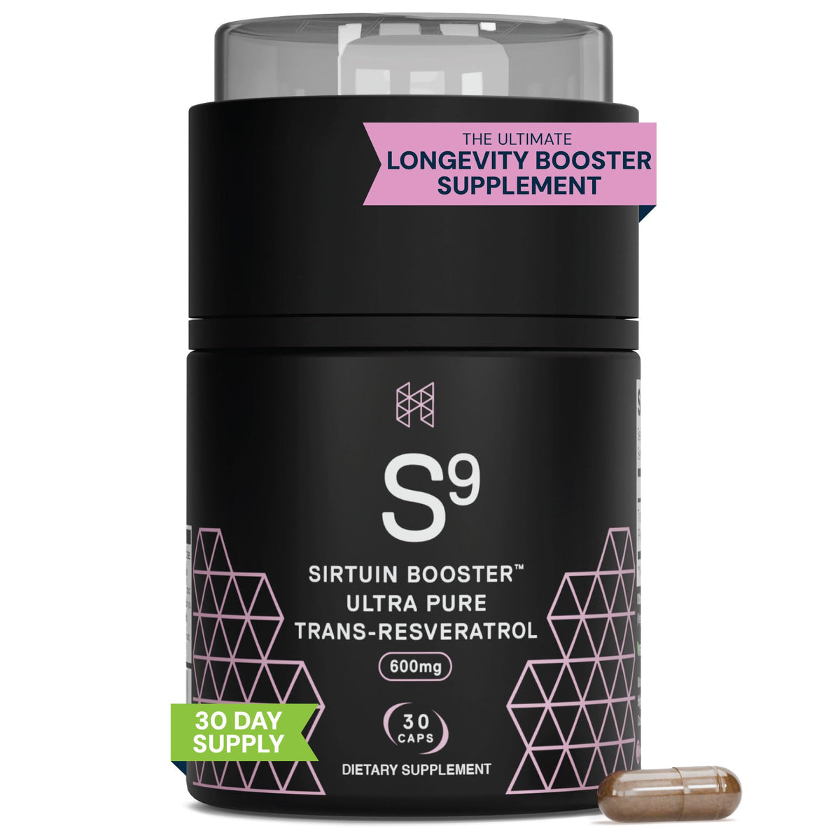 HPN S(9) Trans-Resveratrol 30 capsules, vue de face