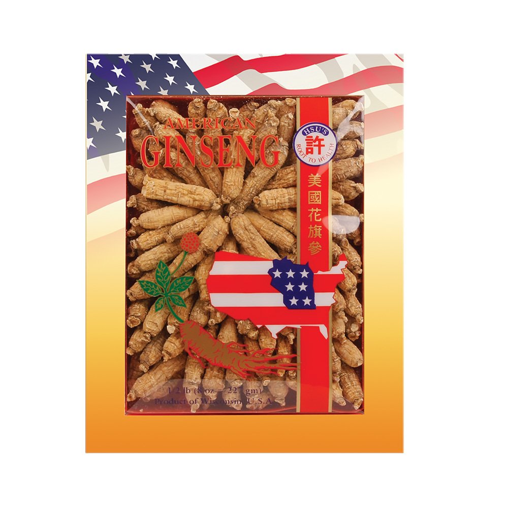 Hsu's Racines de Ginseng Américain Wisconsin 8 oz boîte vue avant