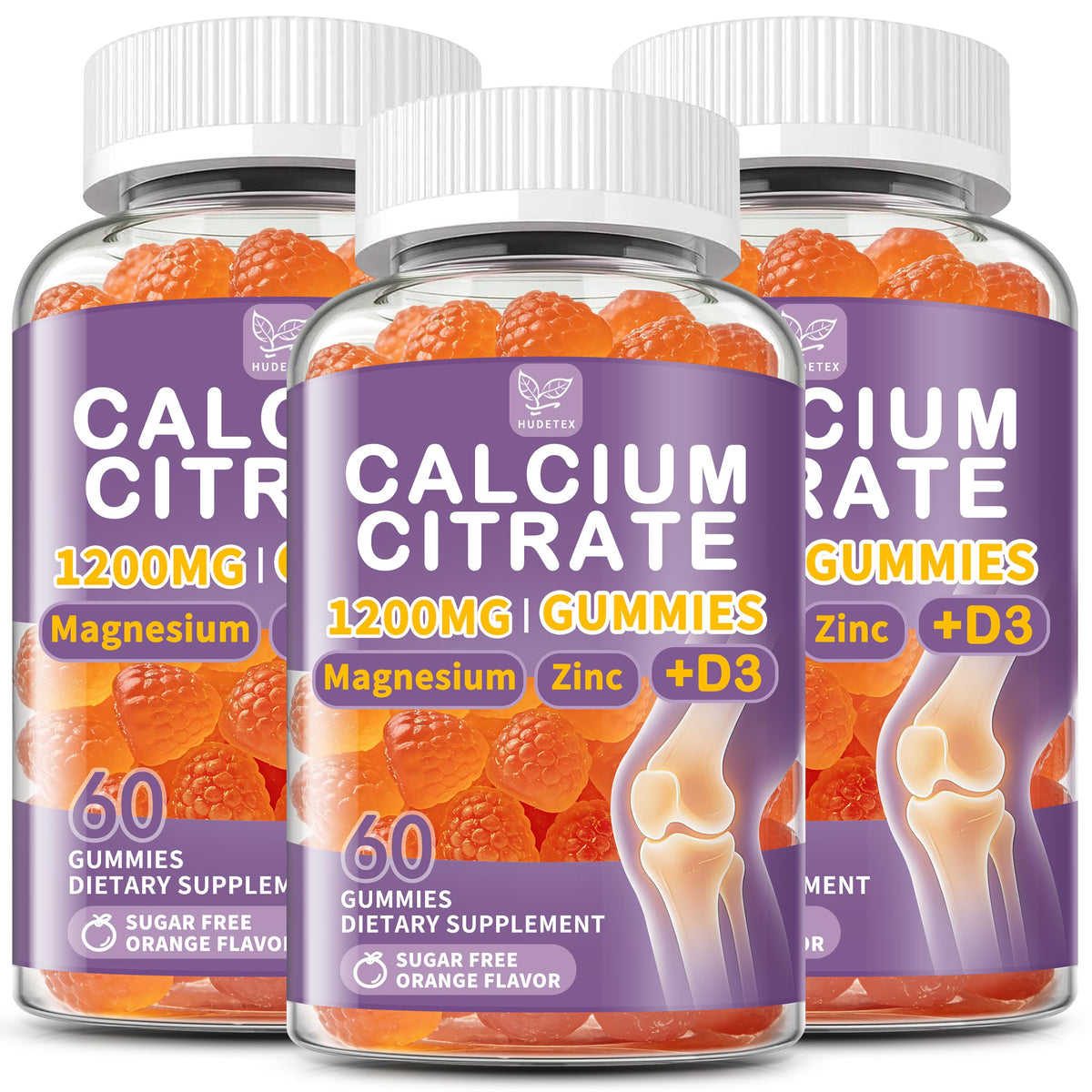 Hudetex Calcium Citrate 1200 mg Gummies pack de 3